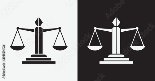 Premium Justice Balance Scale Icons Set – Elegant Legal Scales, Court Symbol, Law and Equality Vector Collection, Outline
