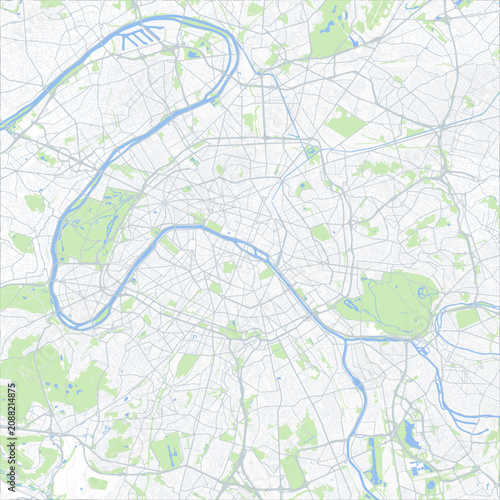 Foto Minimal vector city map of Paris with streets, parks and River Seine