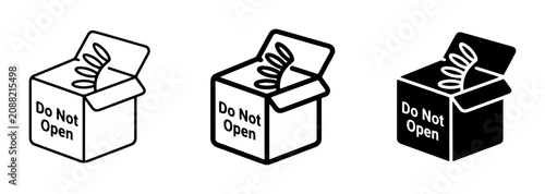 Schilderij op canvas Do Not Open Warning Icons, Surprise Box Graphics, Spring Loaded Toy Symbols