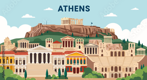 Tableau sur toile A stunning travel vector illustration design featuring the ancient historic land
