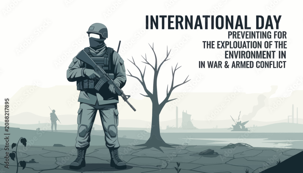 Fototapeta premium International day for preventing the exploitation of the environment in war and armed conflict