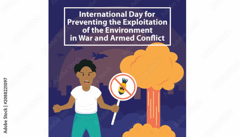Fototapeta premium International day for preventing the exploitation of the environment in war and armed conflict