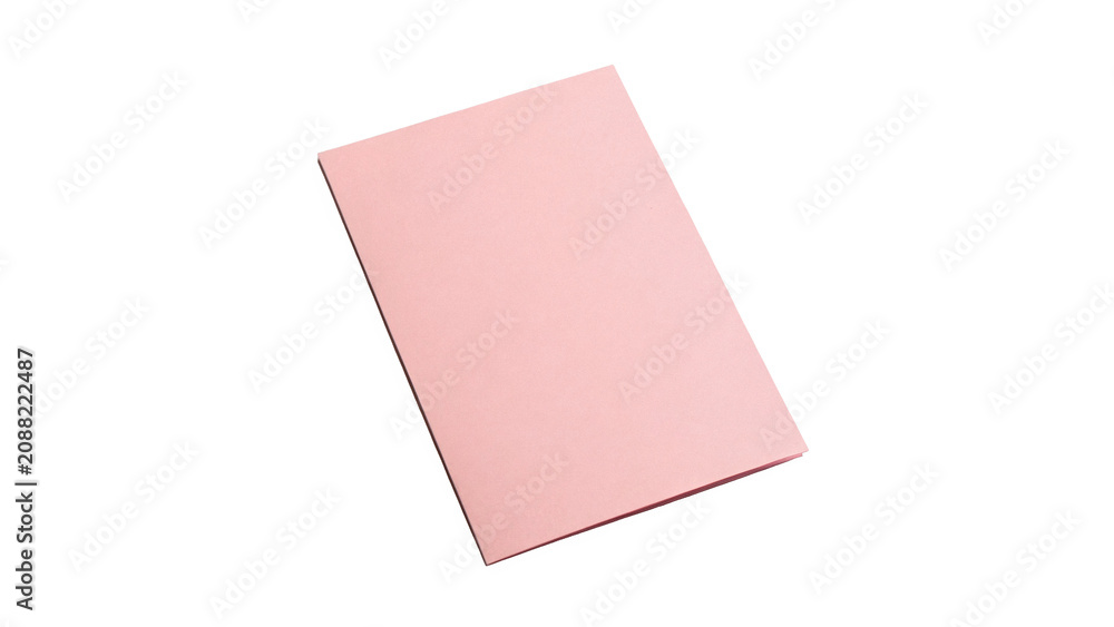Fototapeta premium Blank pink textured craft paper swatch rectangle isolated on transparent background