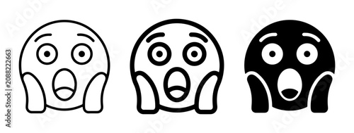 Foto Shocked Face Icons, Scared Emoji Vector Set, Astonished Expression Graphics, Sur