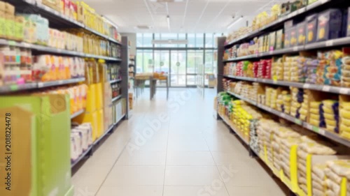 Moving Along the Shelves in a Grocery Store.