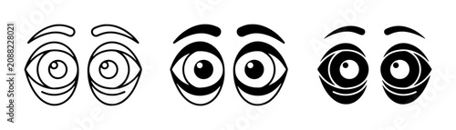 Fotografija Cartoon Eyes, Expressive Eyeballs, Vector Icons Set, Surprise, Shock, Curiosity