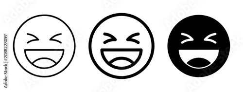 Φωτογραφία Laughing Emoji Icons, Joyful Face Symbols, Set of Three Happy Expressions