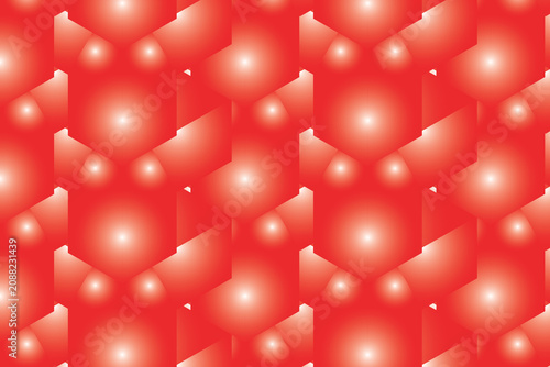 Red geometric pattern displays a seamless texture of repeating hexagonal shapes with subtle light gradients for modern digital backgrounds.