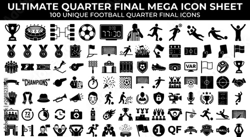 Cuadro en lienzo Black football icons on white