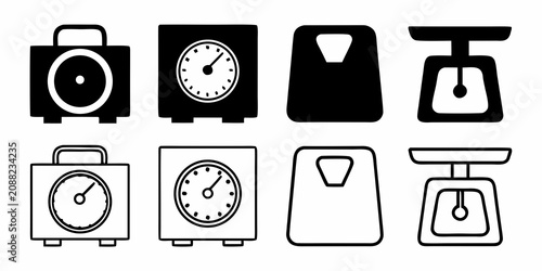 Canvas-taulu Weighing Scale Icons Black And White Line Art Set On White Background