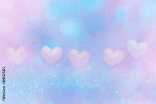 Pastel hearts floating above sparkling glitter, creating a sweet and dreamy background for Valentine's Day, love, romance, and soft celebrations