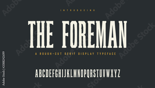 Fotografía Vintage industrial rough serif display typeface for bold branding and headline d