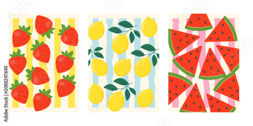 Summer fruit poster set 