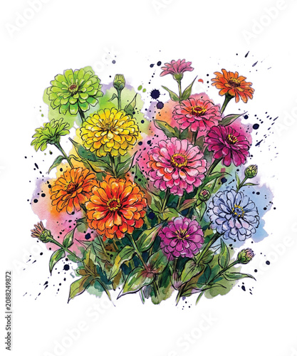 Photos Zinnia flowers vector illustration