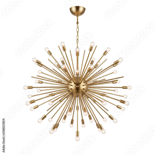 Grand golden sputnik burst multi bulb pendant chandelier