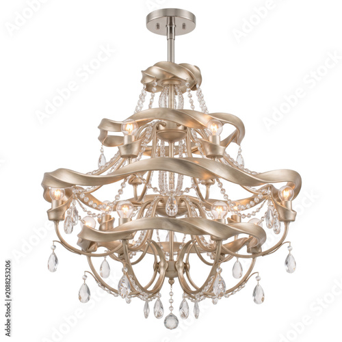 Fotografía Elegant luxury champagne gold ribbon crystal chandelier