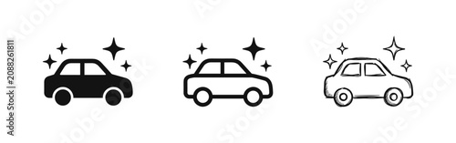 Foto Car wash icon set with sparkles