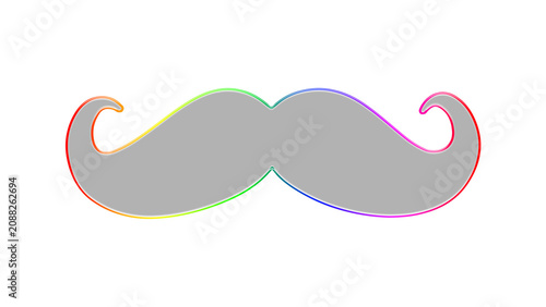 Rainbow mustache, colorful facial hair, grey mustache, LGBTQ+ symbol, pride icon
