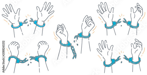 Fotografie Illustrations depicting hands breaking free from handcuffs, symbolizing liberation and freedom