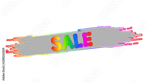 Sale sign, colorful brush stroke, discount label, promotional banner