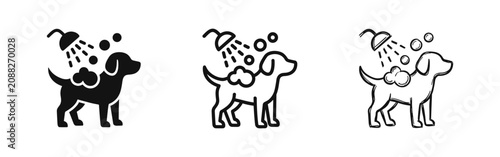 Foto Dog Grooming and Bathing Icon Set in Different Styles