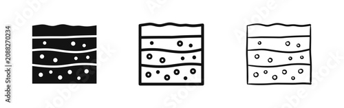 Fotografía Geological layers icon set, soil cross section, earth strata symbols