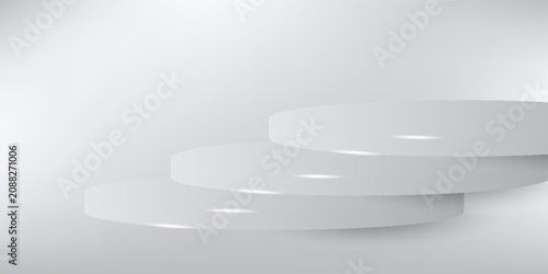 Konstfotografi Shiny white round pedestal podium