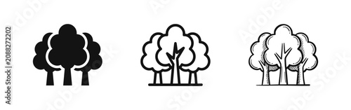 Картината върху платно Forest or tree cluster icon set