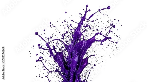 Dynamic purple liquid splash isolated on white background
