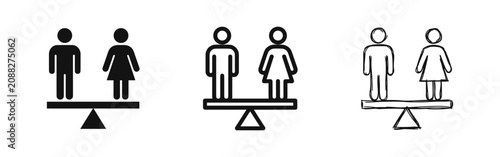 Φωτογραφία Gender equality balance scale icons in glyph, line and sketch styles