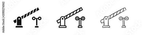 Foto Level Crossing Barrier Icons Set in Solid, Outline, and Sketch Styles