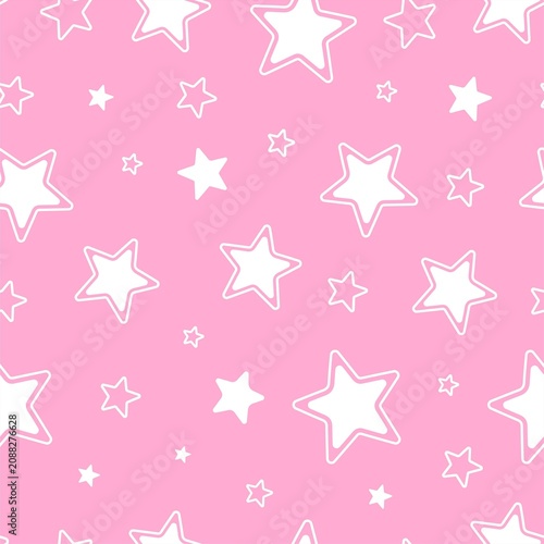 trend seamless pattern with a star. Pink texture,  background. Fabric for wrapping wallpaper. Textile sample. Abstract geometric background. bright pink simple design