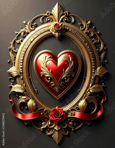 heart with golden ornament