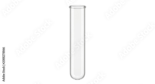 Konstfotografi A clear glass test tube stands vertically against a pure white background
