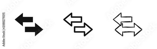 Fotografie Exchange arrows icon set, bidirectional transfer symbols, synchronization and sw