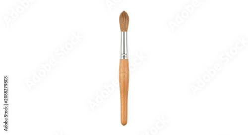 Принти на полотні Round watercolor brush with wooden handle and metal ferrule on a white backgroun