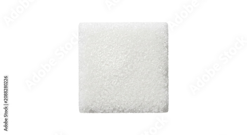 Obraz na płótnie A single white sugar cube with a rough texture, isolated on a white background