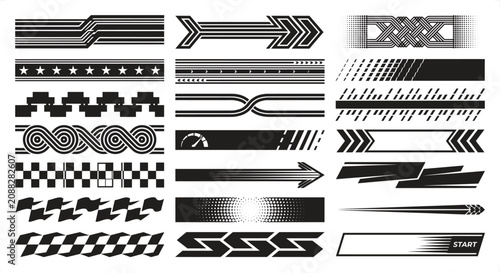 Dynamic racing stripes and graphic elements for automotive customization and sports branding