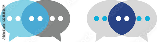 Photos Two pairs of overlapping speech bubbles with circular dots in blue, gray, and wh