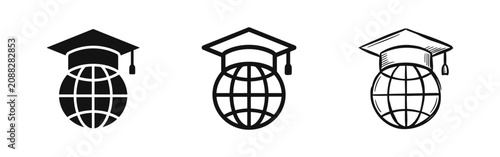 Bild auf Leinwand Global education icon with graduation cap and globe