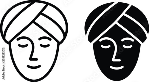 Foto Minimalist turban head portrait with closed eyes in positive contrast style