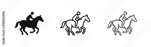 Принти на полотні Horseback Rider Icons Set, Equestrian Sports and Animal Riding