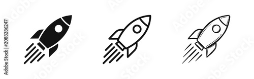 Φωτογραφία Rocket Launch Icon Set, Space Travel and Startup Symbols