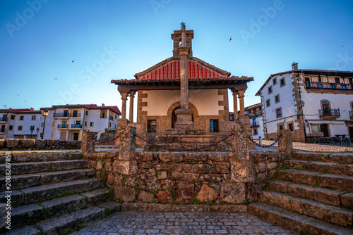 Bild auf Leinwand Ermita del Cristo del Refugio in Plaza del Humilladero in Candelario, Salamanca, Castile and León