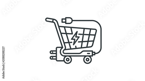 Foto Elegant Minimalist Shopping Cart with Lightning Bolt Symbol Inside for E commerc