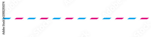 Tableau sur toile Horizontal row of alternating cyan and magenta parallelogram shapes, isolated on