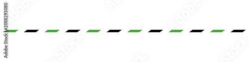 Foto Horizontal dashed line composed of alternating green and black parallelograms on