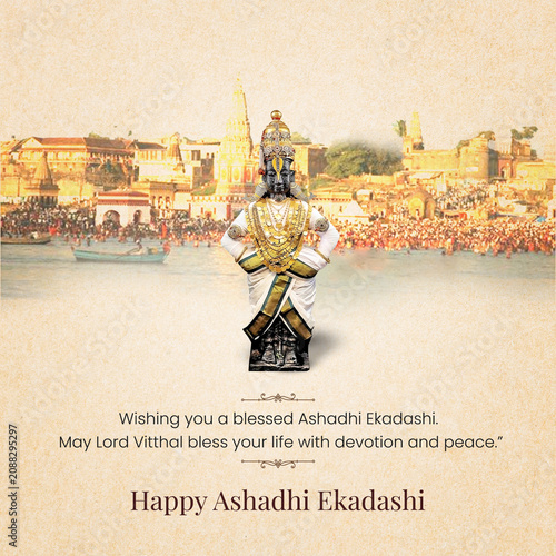 Photos Happy Devshayani Ekadashi festival greeting background, Vittal Murti
