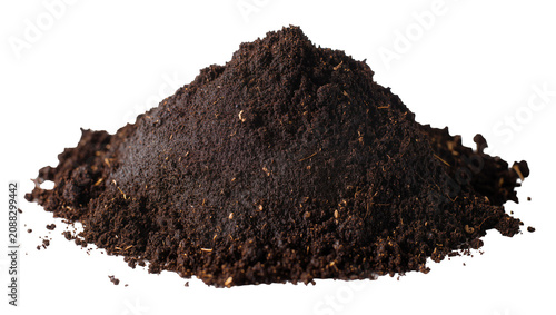 Canvastavla Pile of dark rich soil with small organic particles, isolated on transparent bac
