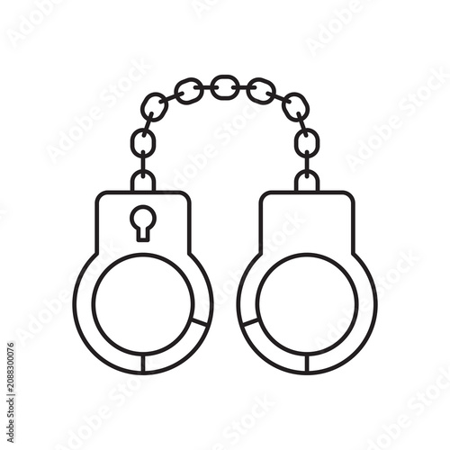 Quadro su tela Closed handcuffs law enforcement line icon